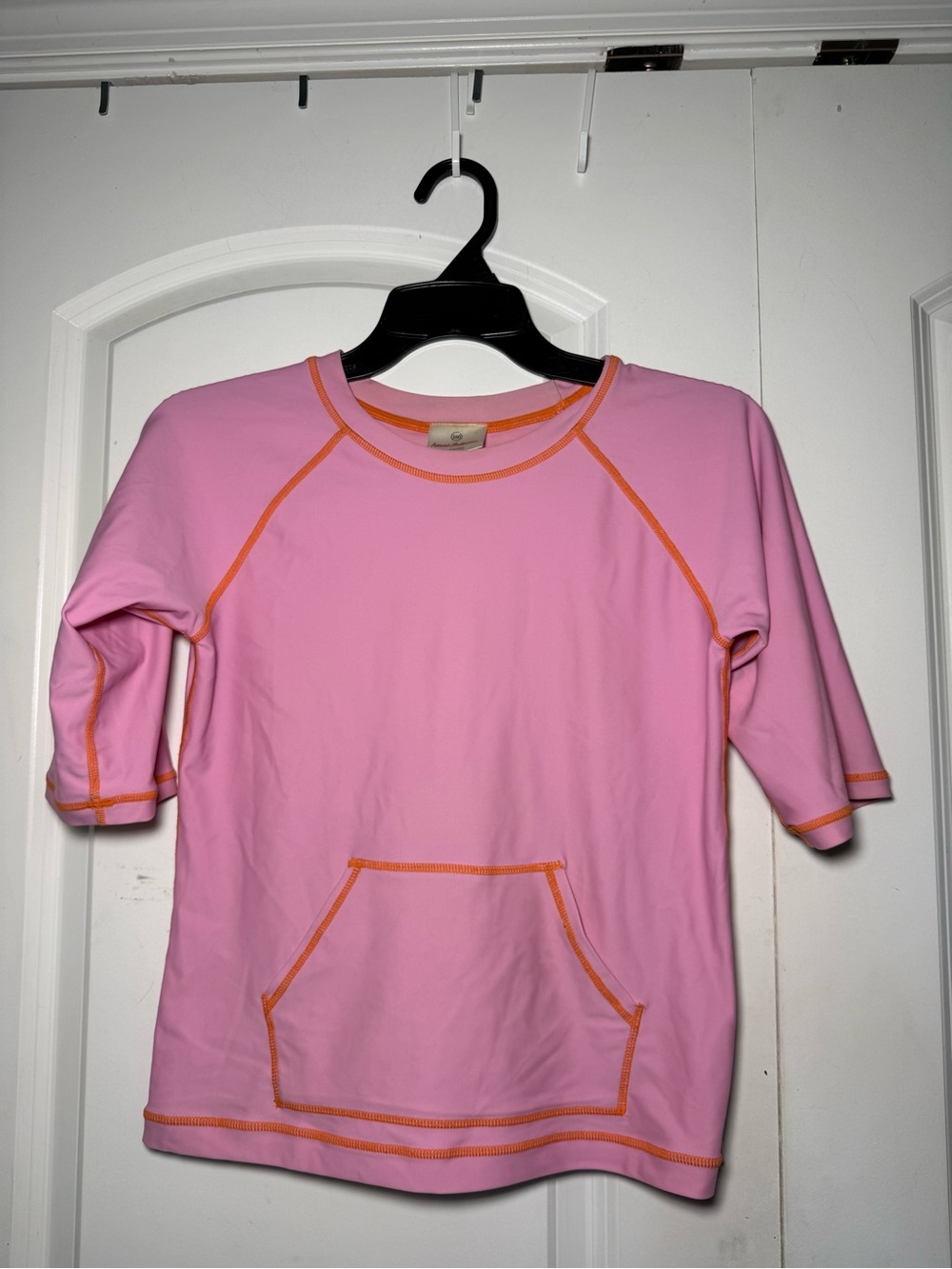 Hanna Andersson Pink Swim Rashguard with Orange Stitching